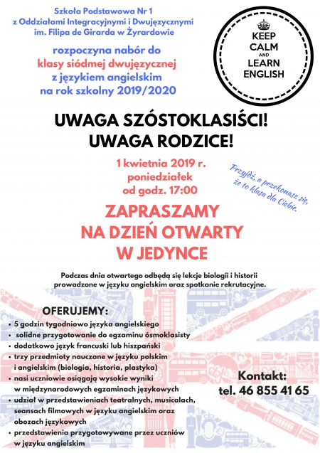 Plakat Dzień Otwarty - klasa dwujęzyczna-1